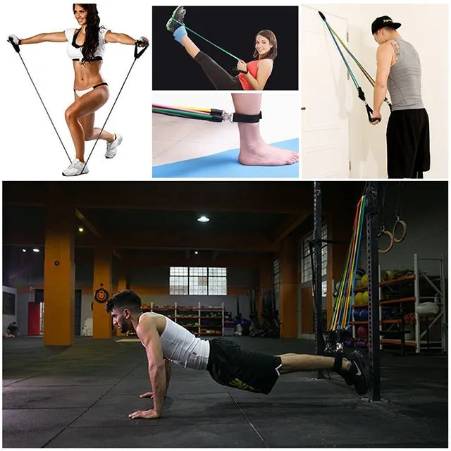 11 pcs Resistance Bands Set (with handles, door anchor, and ankle straps)