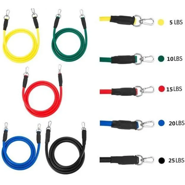 11 pcs Resistance Bands Set (with handles, door anchor, and ankle straps)