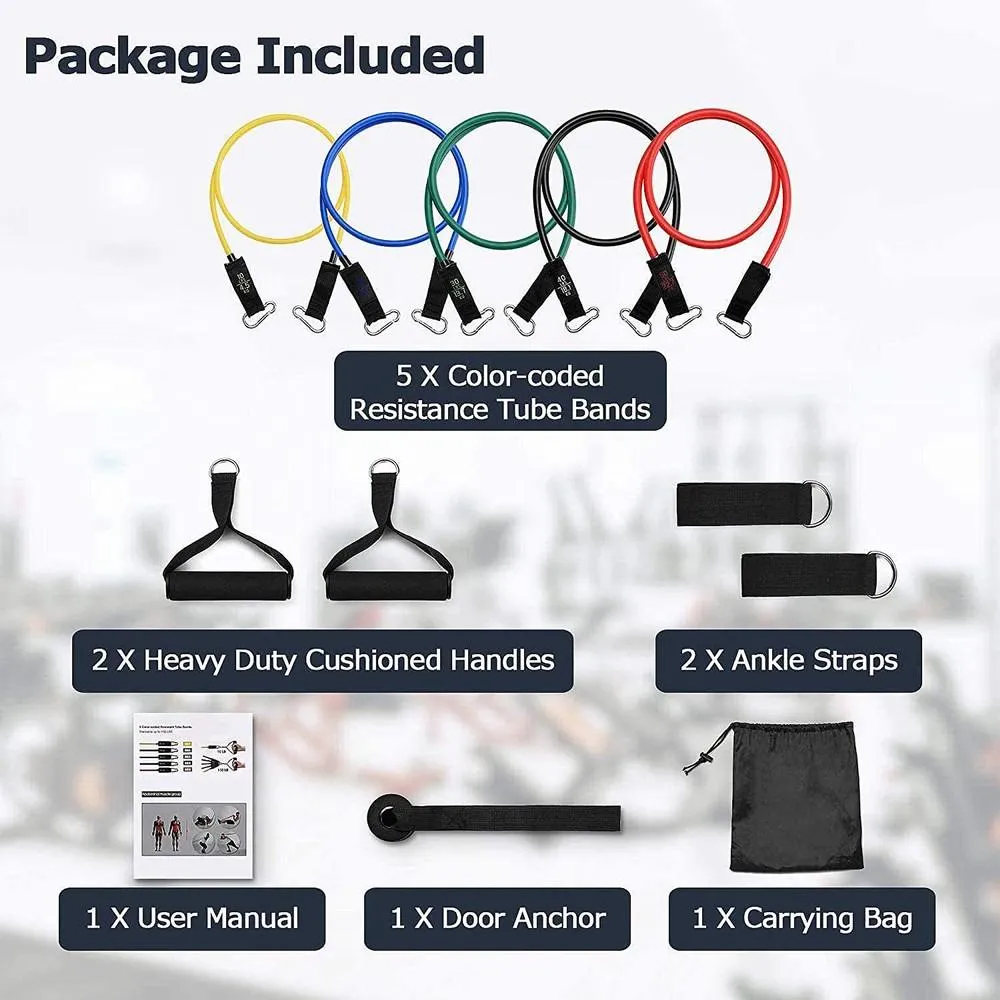 12-Piece: ACECOM Exercise Resistance Bands Bundle