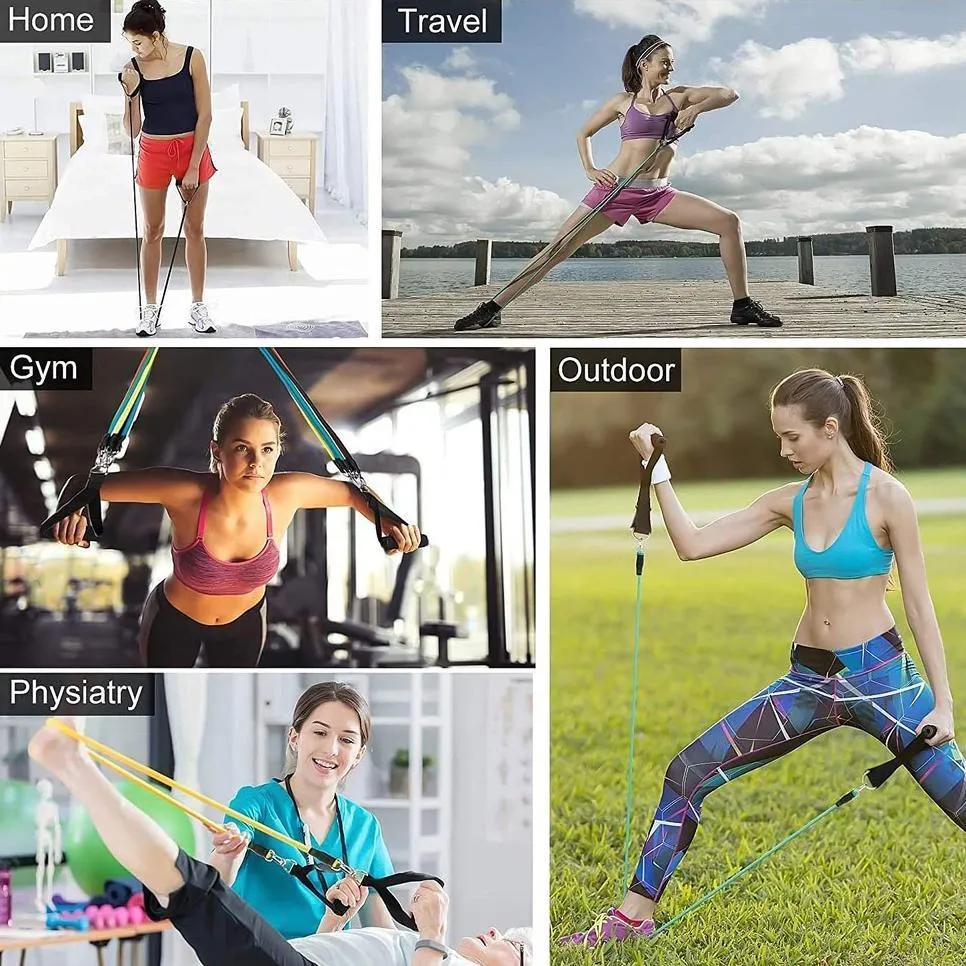 12-Piece: ACECOM Exercise Resistance Bands Bundle