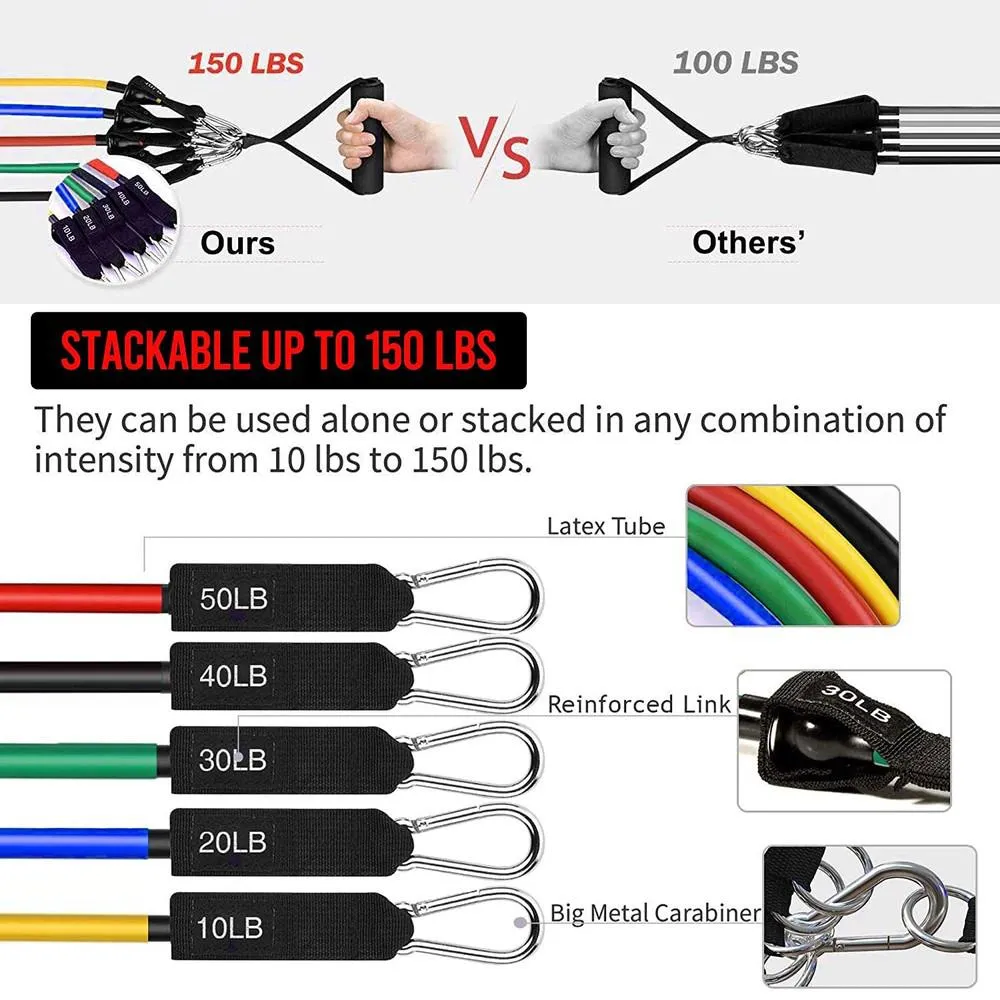 12-Piece: ACECOM Exercise Resistance Bands Bundle