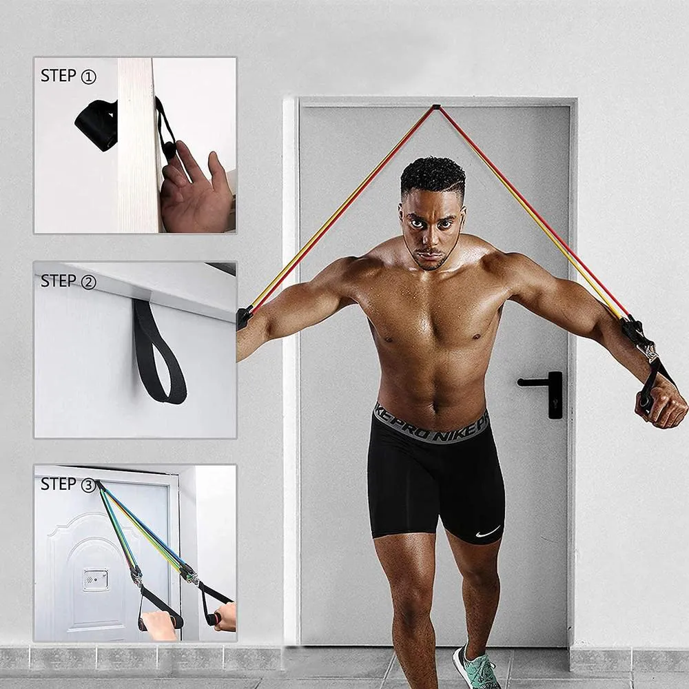 12-Piece: ACECOM Exercise Resistance Bands Bundle