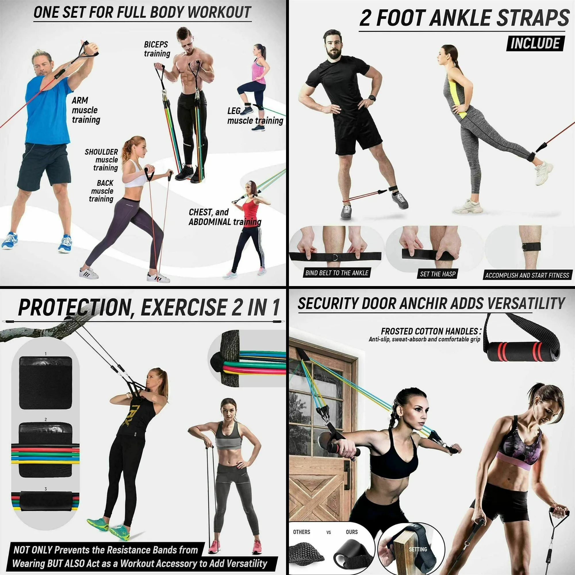 13pce Resistance Bands Set Exercise Bands with Protective Sleeve