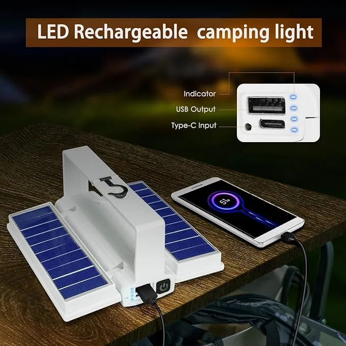 2 in 1 Solar Camping Lights,5 Modes Dimmable Solar Lantern Flashlight, 5000mAh High Capacity Battery Collapsable Lantern Outdoor Waterproof Hanging Tent Lamp Emergency Light for Home Power Failure