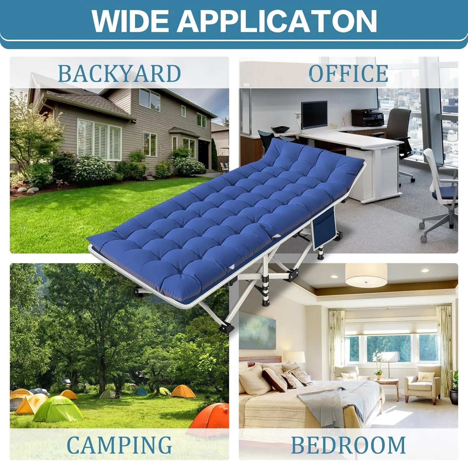 2 Pack Camping Cot with Mattress Comfortable Cot Bed Folding Cot Heavy Duty Cots for Sleeping with Carry Bag for Adults Kids Guest Bed Outdoor Indoor Home