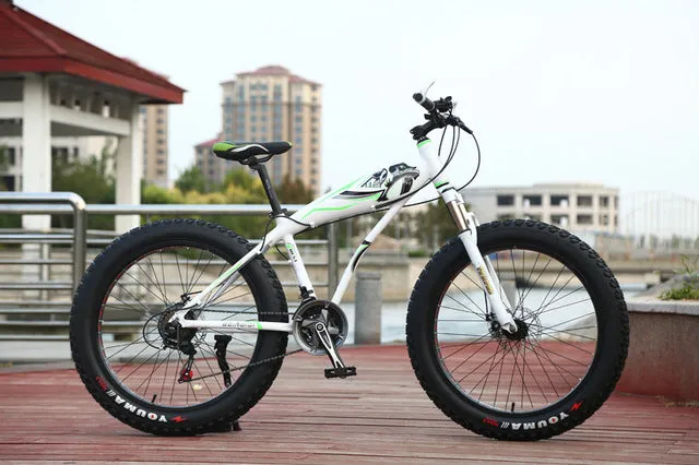 26 * 4.0 Fat bike 7/21/24/27 Speed Mountain bike Aluminum alloy Shock Absorbers Bicycle big tire Snow Bike