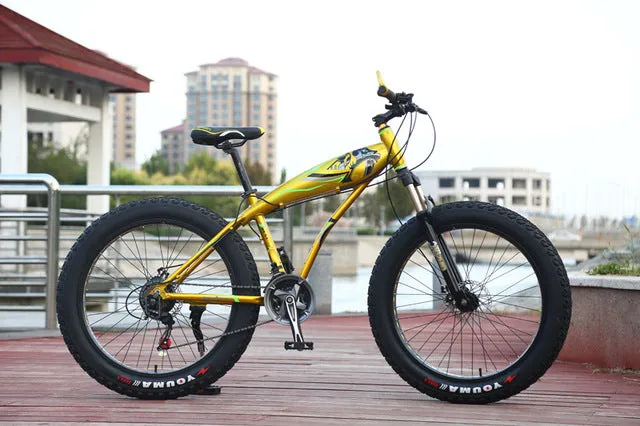 26 * 4.0 Fat bike 7/21/24/27 Speed Mountain bike Aluminum alloy Shock Absorbers Bicycle big tire Snow Bike