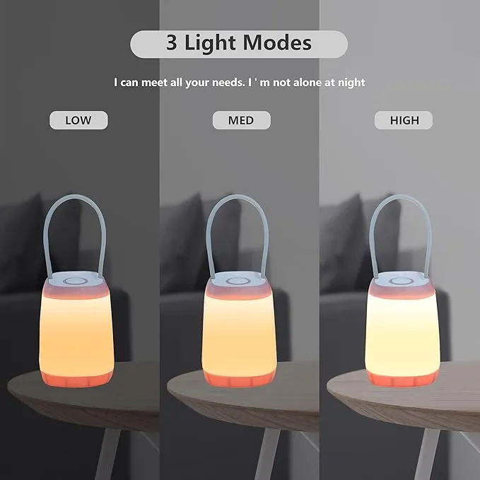 3 Pack LED Camping Light, 3 Light Modes Rechargeable Battery Powered Night Light for Indoor and Outdoor Emergency Light, Tent Lantern, Camping (Pink, Black, Green)