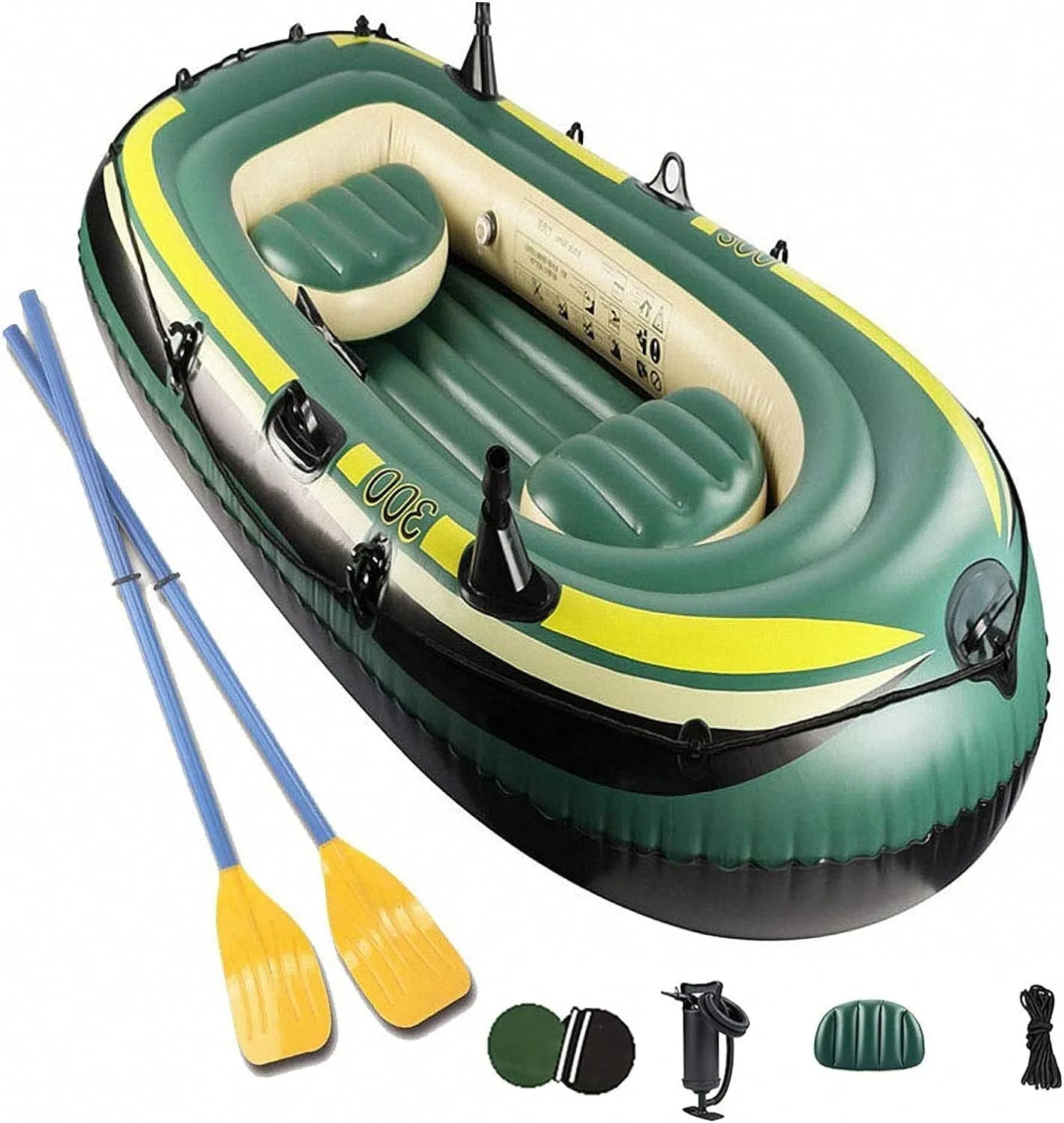 3 Person Inflatable Kayak, Inflatable Pump Rope Paddle Raft Inflatable Kayak, 1 Portable Fishing Boat 230 * 130 * 35cm