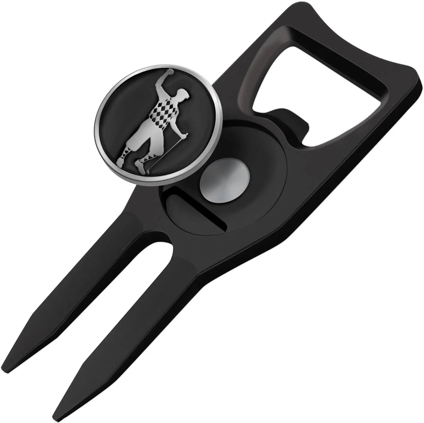 6-in-1 Golf Divot Tool with Ball Marker  Premium Multi-Tool with Bottle Opener, Club Tee, Groove Cleaner, and Putting Alignment  The Ultimate Golf Accessory for The Green  Black