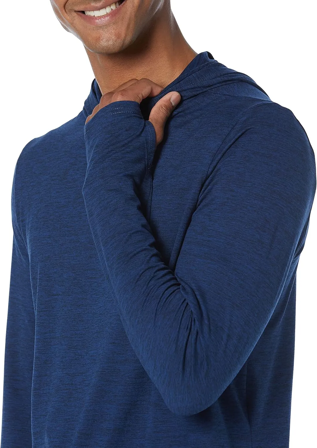 Amazon Essentials Men's Active Quick Dry Tech Stretch Long-Sleeve Hooded Pullover T-Shirt