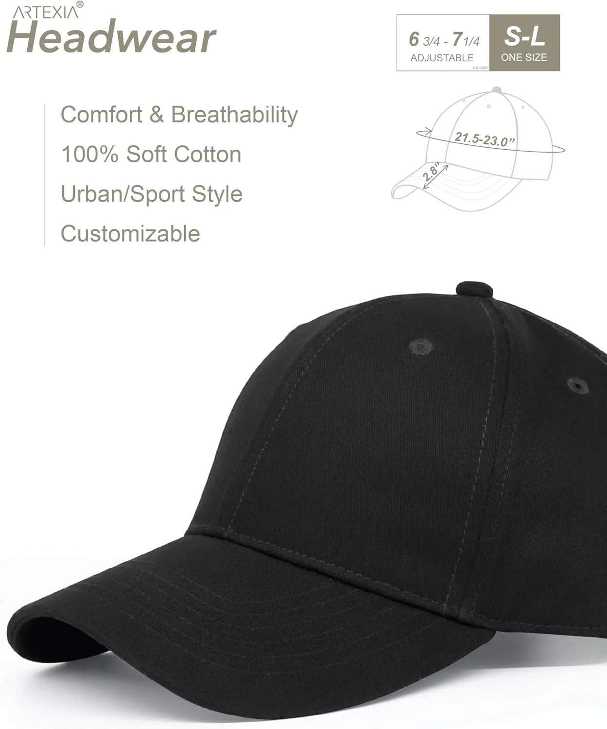 Baseball Cap 100% Cotton Hats for Men Hats for Women Cooling Performance Womens Baseball Caps Black Baseball