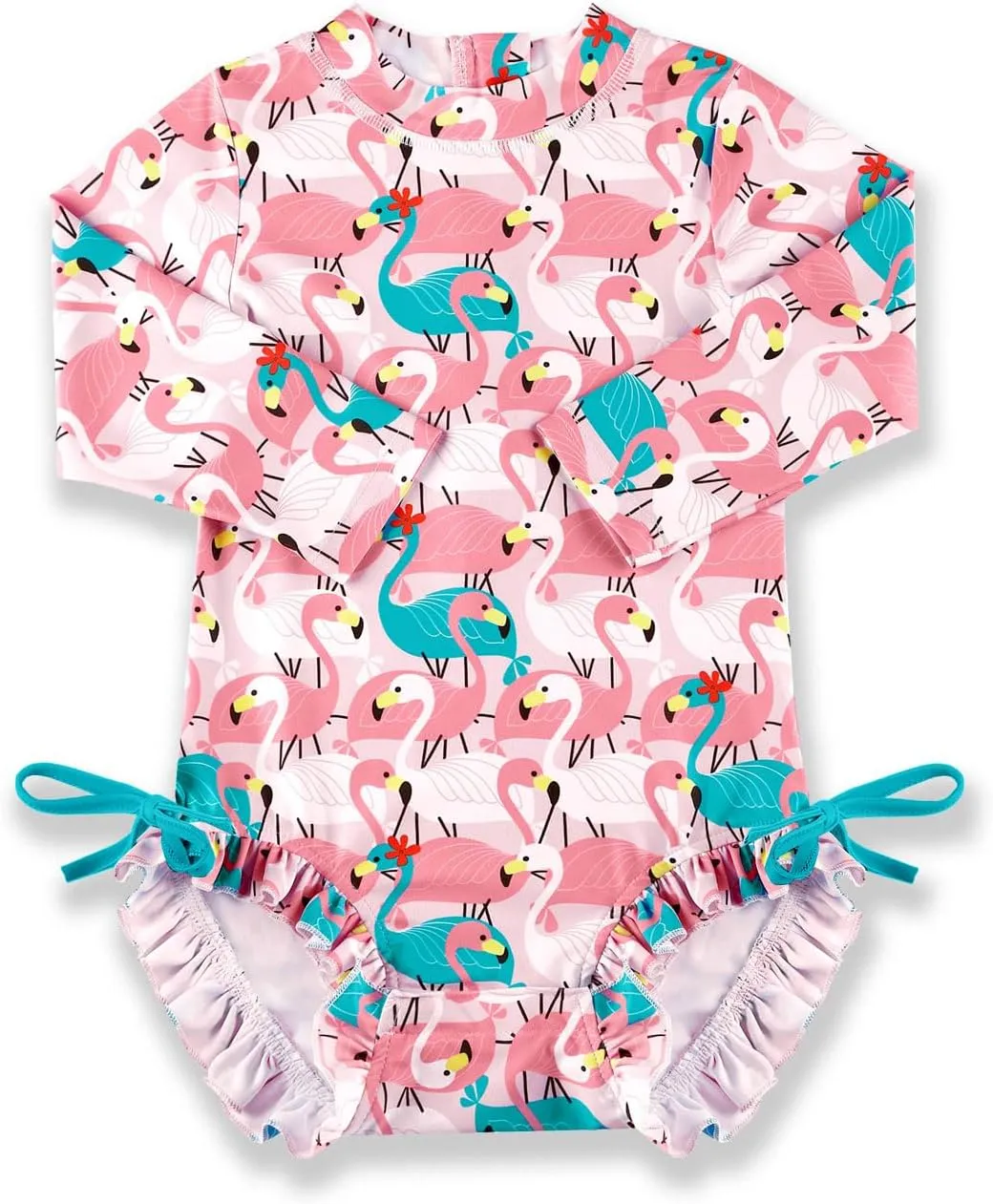 BesserBay Baby Girl's UPF 50  Sun Protection Swimsuit One Piece 3/4 Sleeve Rash Guard 0-36 Months