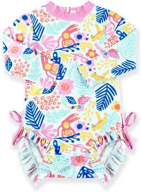 BesserBay Baby Girl's UPF 50  Sun Protection Swimsuit One Piece 3/4 Sleeve Rash Guard 0-36 Months
