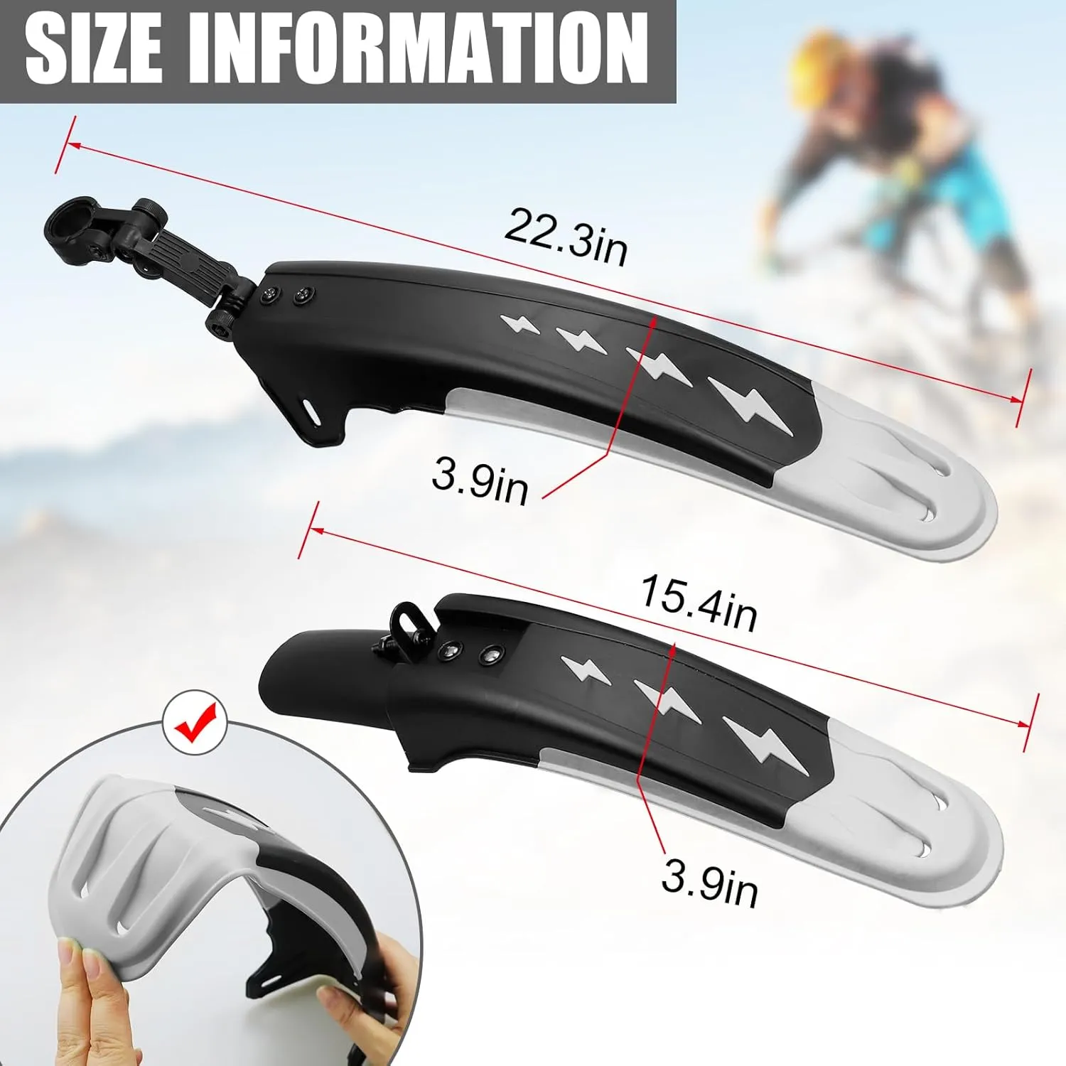 Bike Fender Set Mudguard Set Front and Rear 2 Parts-Universal Full Cover Thicken Widen Bicycle Adjustable Bike Fender Mud Guard Mudflap for MTB Road Bike Mountain Bike