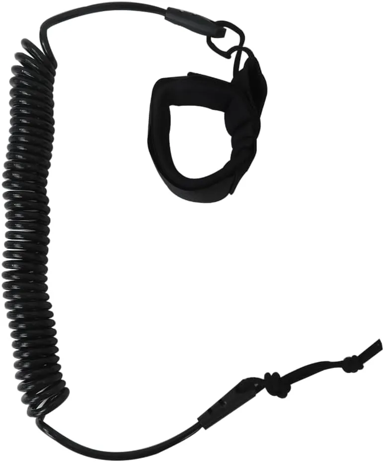 Coiled SUP Leash 10 FT Surfboard Leash Sup Leg Rope Strap Stand Up Paddleboard Leash Suitable for Stand Up Paddling, Surfing and Kayaking - Black