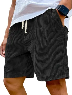 Corduroy Shorts for Men Cozy Basic Straight Leg Wide Leg Waistband Vintage Workout Sports Bermuda Shorts Pockets