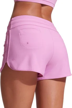 CRZ YOGA Womens 3'' Swim Board Shorts High Waisted Quick Dry Beach Swimwear Bottoms Bathing Trunks with Liner