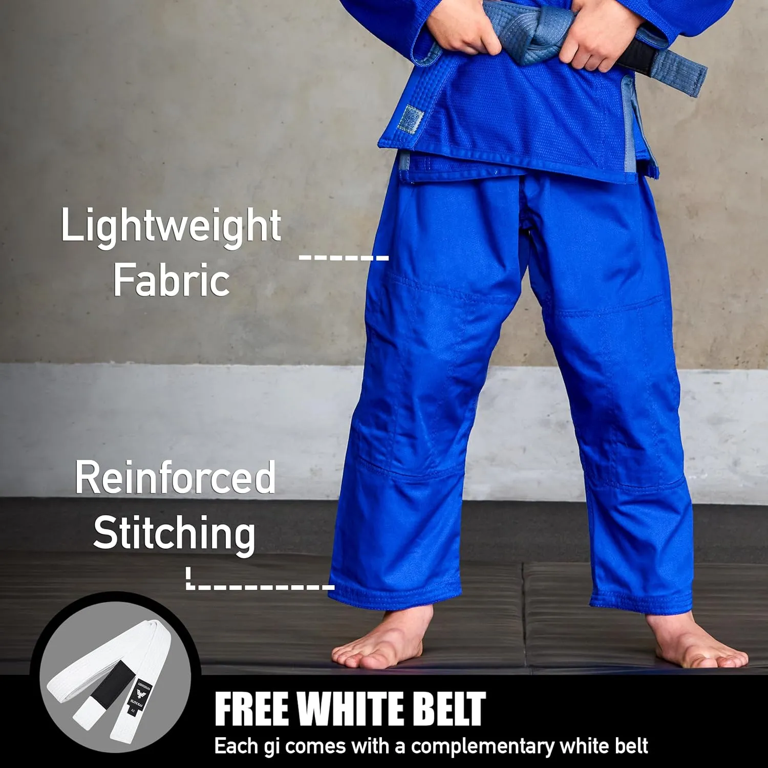 Elite Sports IBJJF Ultra Light BJJ Brazilian Jiu Jitsu Gi for Kids with Preshrunk Fabric and Free Belt