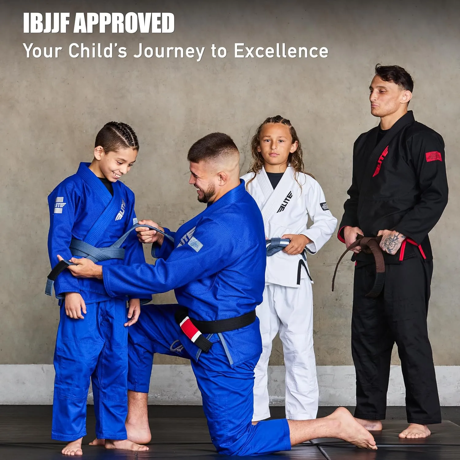 Elite Sports IBJJF Ultra Light BJJ Brazilian Jiu Jitsu Gi for Kids with Preshrunk Fabric and Free Belt