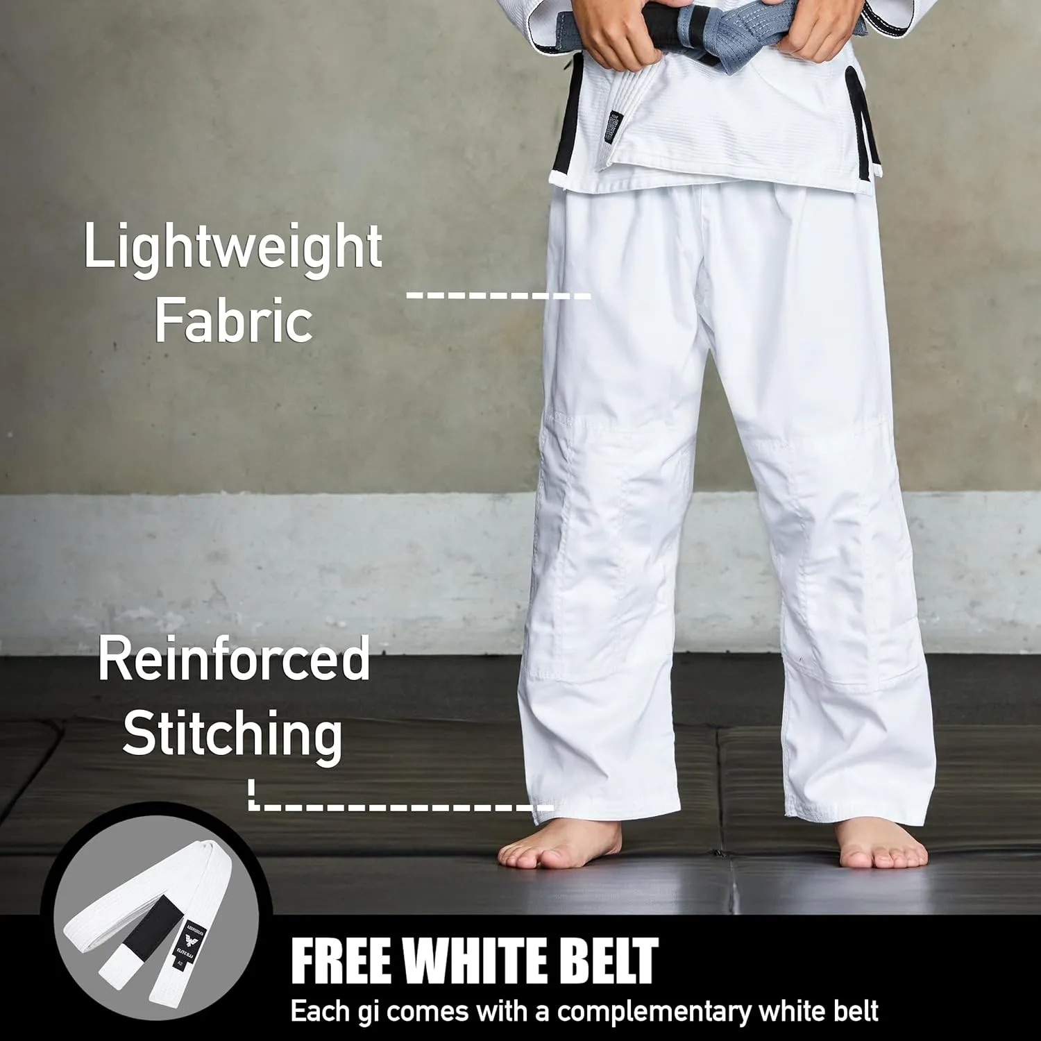 Elite Sports IBJJF Ultra Light BJJ Brazilian Jiu Jitsu Gi for Kids with Preshrunk Fabric and Free Belt