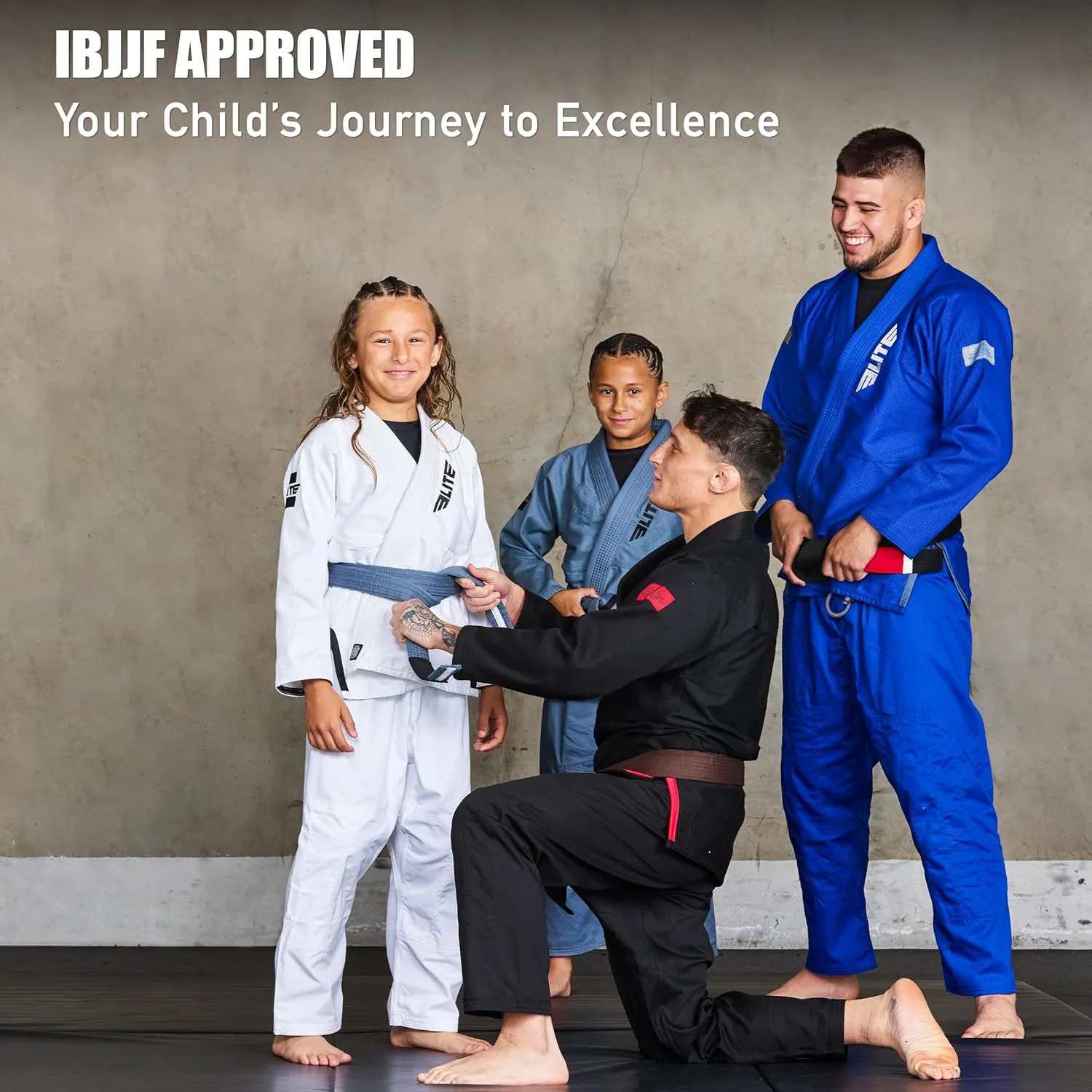 Elite Sports IBJJF Ultra Light BJJ Brazilian Jiu Jitsu Gi for Kids with Preshrunk Fabric and Free Belt