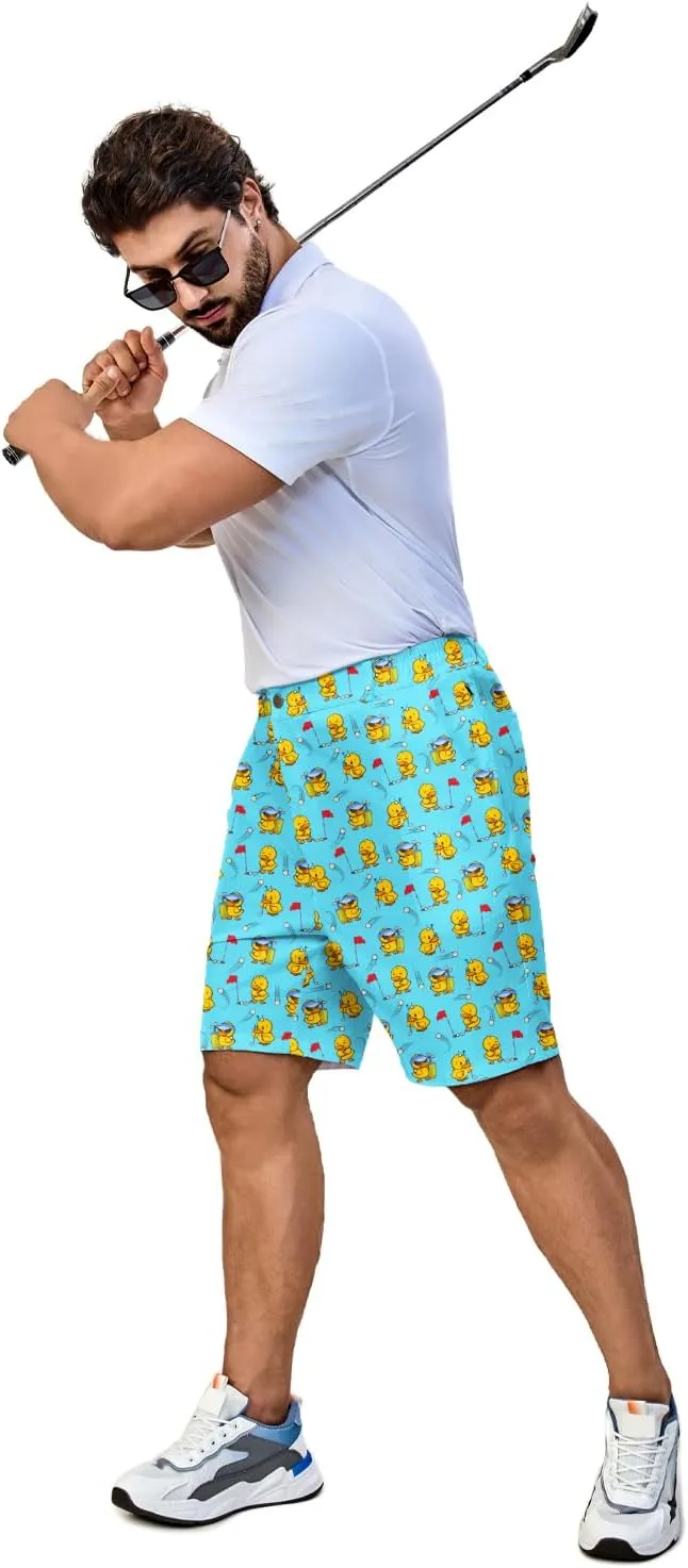 Flamingo Mens Golf Shorts 7 inch Inseam Golf Shorts for Men Shorts with Zipper Pockets Dress Shorts