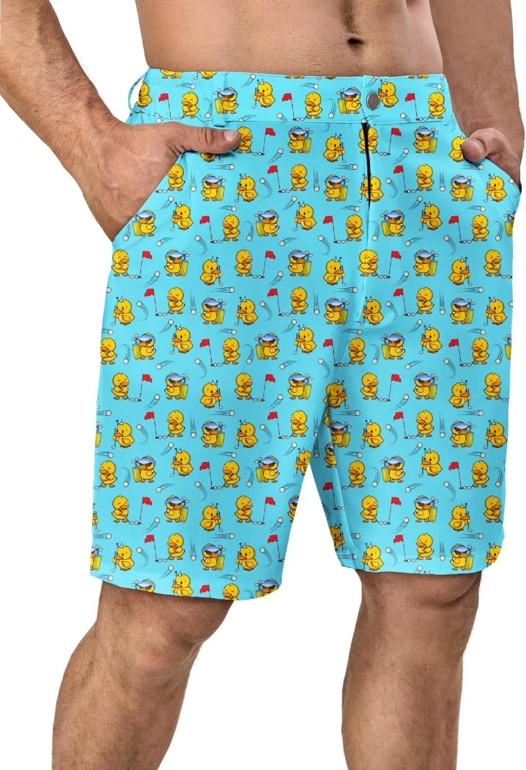 Flamingo Mens Golf Shorts 7 inch Inseam Golf Shorts for Men Shorts with Zipper Pockets Dress Shorts