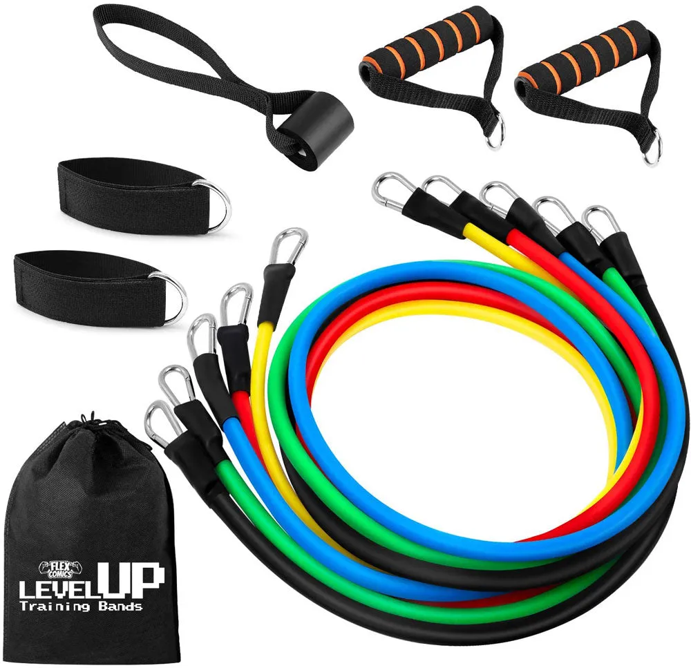Flex Comics LEVEL UP Training Resistance Bands - 11 Piece Set