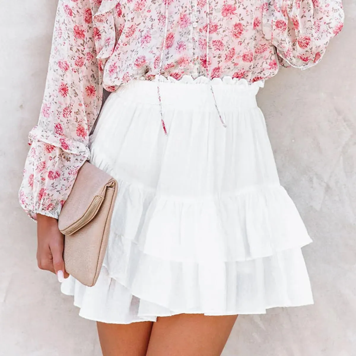 Flowy Shorts for Women Casual Ruffle Tiered Skorts High Waist Mini Tennis Golf Skirt Boho Summer Shorts