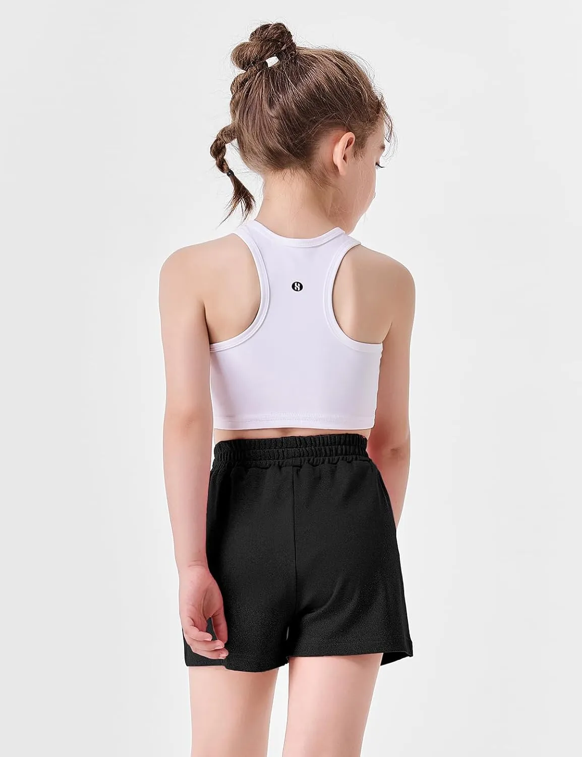 Girls Athletic Shorts, 3 Pack Casual Soft Girls Running Soccer Dry-Fit Shorts with Pockets for Kids Teens, 4-16Y