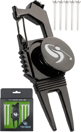 Golf Divot Tool with Golf Ball Marker and Golf Tees 3 1/4 inch - Golf Gifts for Men - Golf Accessories for Women