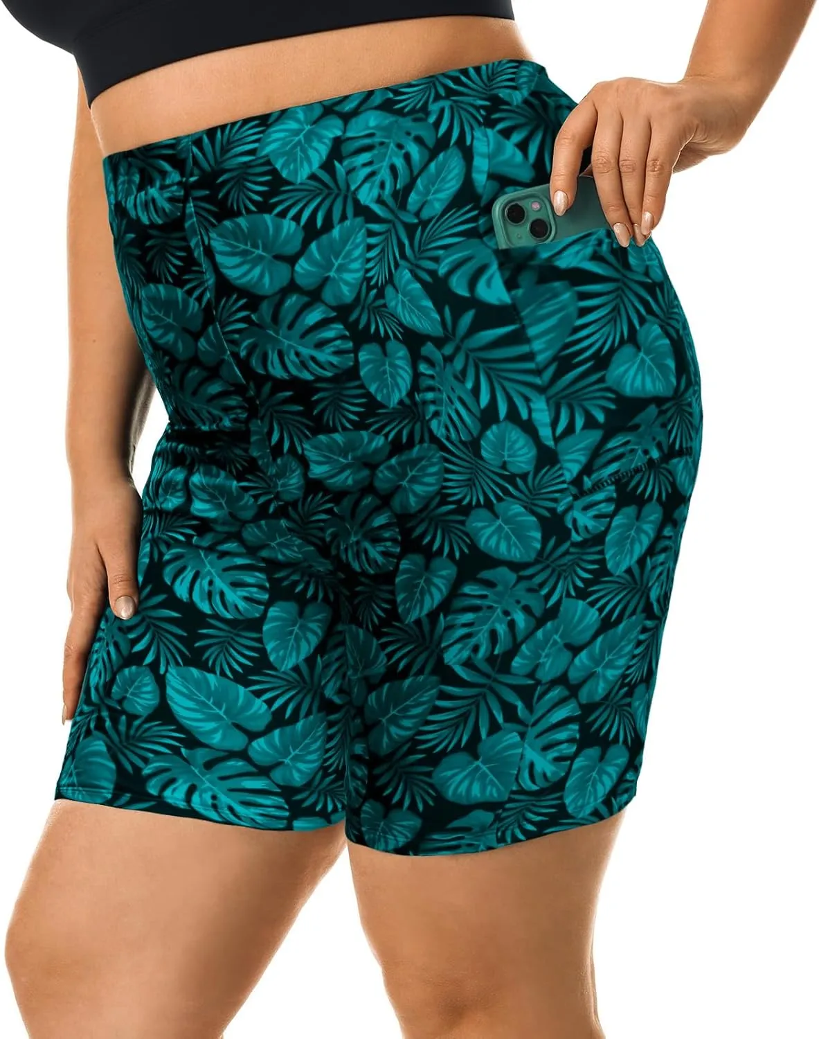 HODOSPORTS Plus Size Women's Swim Shorts with Pockets UPF50  High Waisted Board Shorts Tummy Control Swimsuit Bottoms 1X-6X