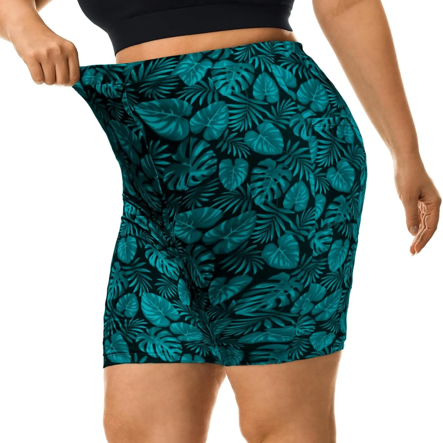 HODOSPORTS Plus Size Women's Swim Shorts with Pockets UPF50  High Waisted Board Shorts Tummy Control Swimsuit Bottoms 1X-6X