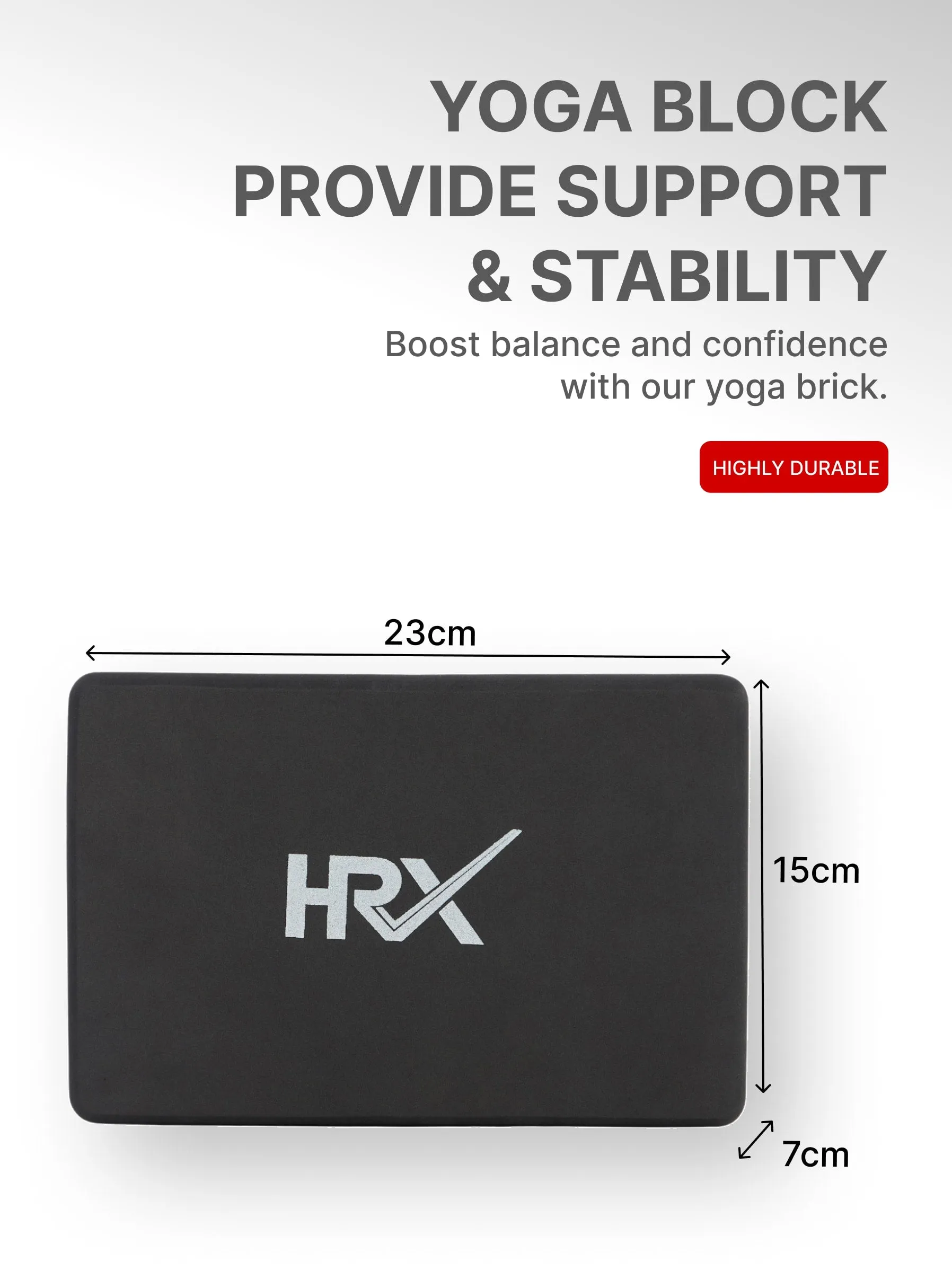 HRX Yoga Blocks | High Density Foam Yoga Brick | For Stretching, Balancing Pose For Yoga | Exercise and Fitness | Premium Yoga Block | Yoga Accessories for Women & Men | Yoga Equipment Pack of 1 | Black