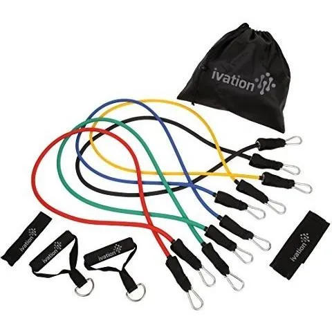 Ivation Resistance Band Set - Detachable Foam Grip Handles