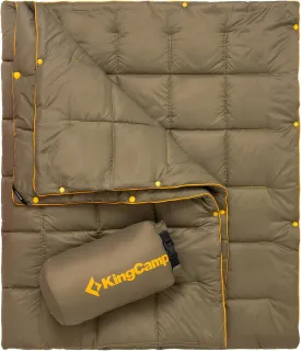 KingCamp Ultralight Camping Blanket, Packable Down Alternative Puffy Wearable Blankets Weatherproof Warm Package Quilt with Snap Buttons for Outdoor Hiking Travel Picnic Stadium (69" L x 53", Olive)