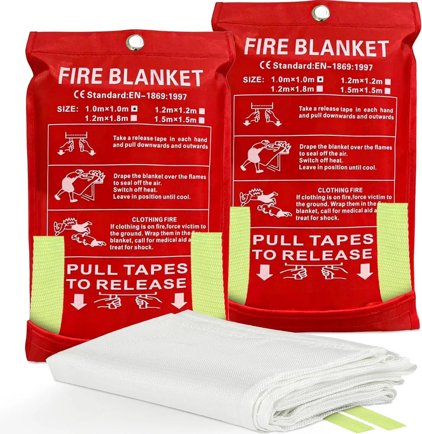 MBB Wholesaling Fire Blanket Emergency for Home and Kitchen, 2 Pack 40"x40" Emergency Fire Extinguisher & Life Saving Blanket for Camping Car Office Schools Warehouses Fireplace Grill