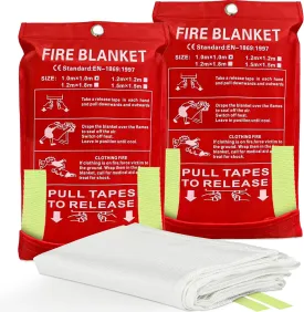 MBB Wholesaling Fire Blanket Emergency for Home and Kitchen, 2 Pack 40"x40" Emergency Fire Extinguisher & Life Saving Blanket for Camping Car Office Schools Warehouses Fireplace Grill