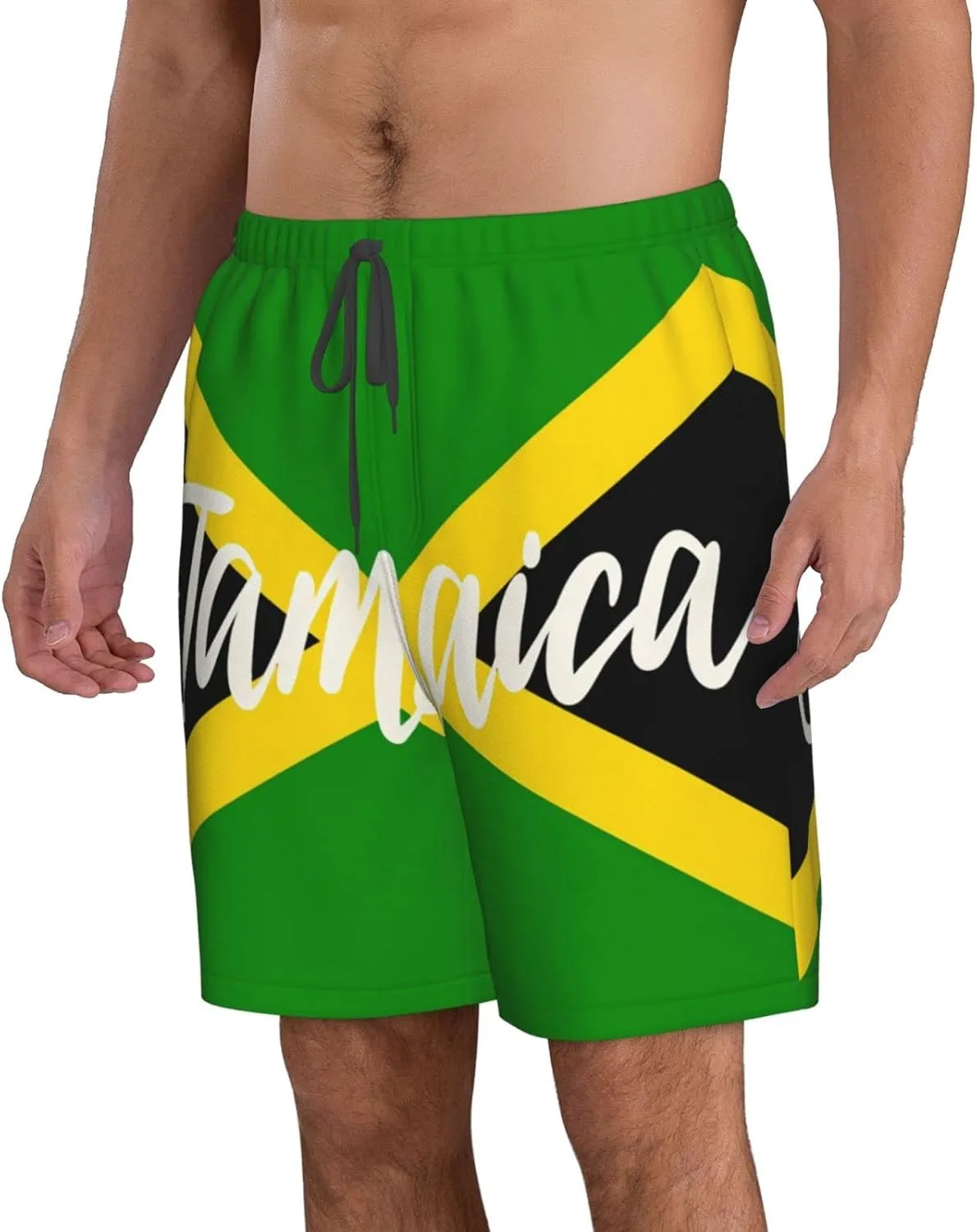 Men's Swim Trunks Men's Swimsuit Quick Dry Board Shorts with Mesh Lining Beach Shorts Jamaica Heart White
