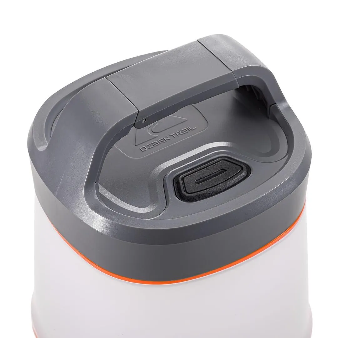 Ozark Trail 1000 Lumen Lantern - LED Camping Light, 275-Hour Runtime, Orange & Gray