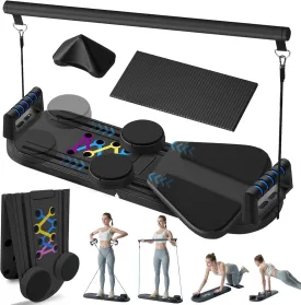 Pilates Board - Pilates Reformer Set, 6 in 1 Pilates Boards for Home Workout, Portable and Foldable Pilates Reformers Machine, Multifunctional Pilates Board for Women