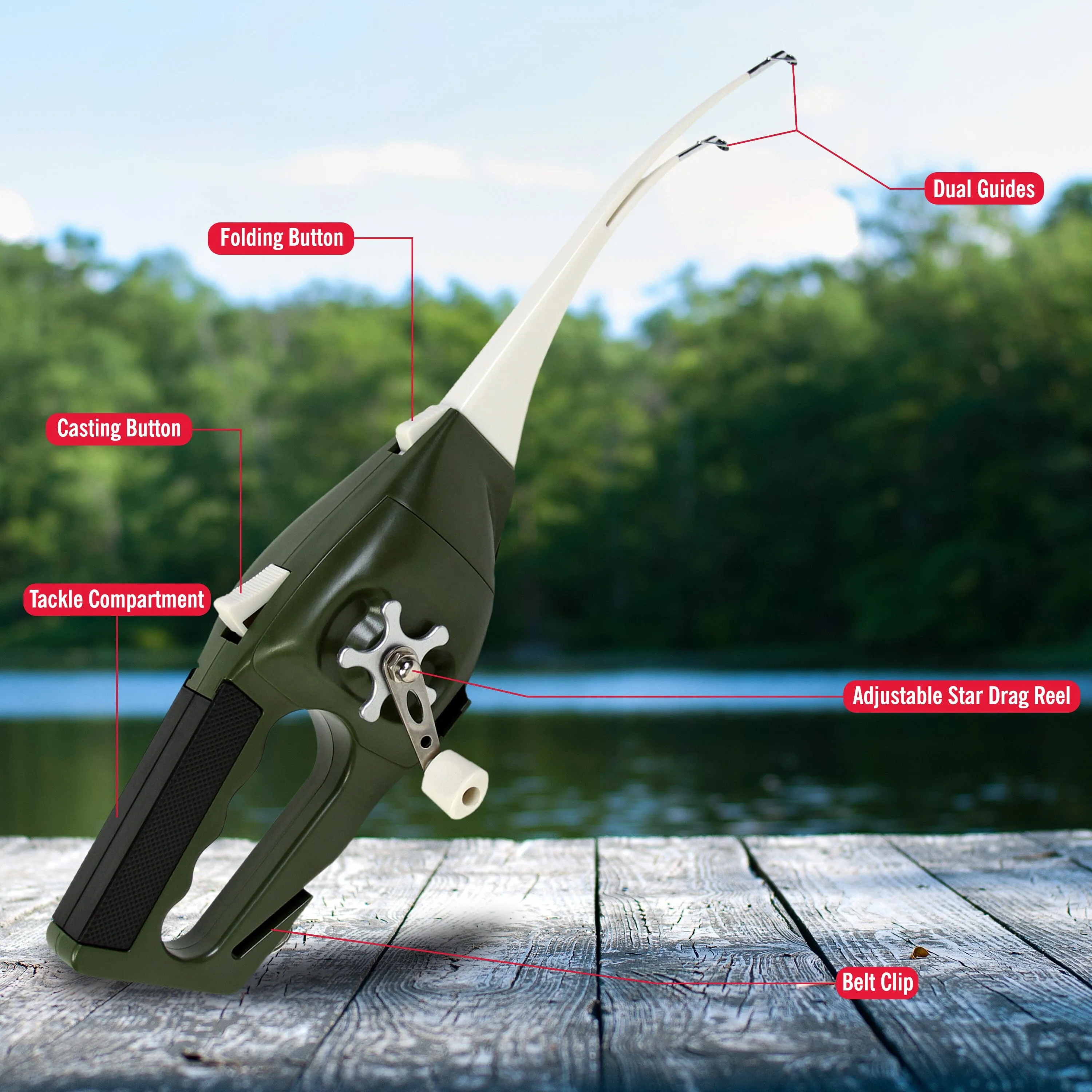 Ronco Pocket Fisherman, Portable Fishing Rod, Foldable Compact Design