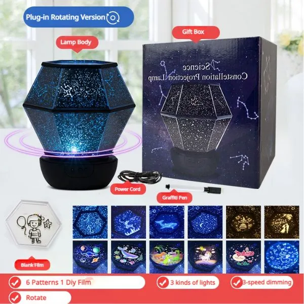 Star Projector, Galaxy Projector for Bedroom, Plug-in/Revolution/6 Light Effects/3 Levels Adjustable Brightness/3 Colour Temperatures LED Night Lights for Kids Room Adults Home Theater Party Decor