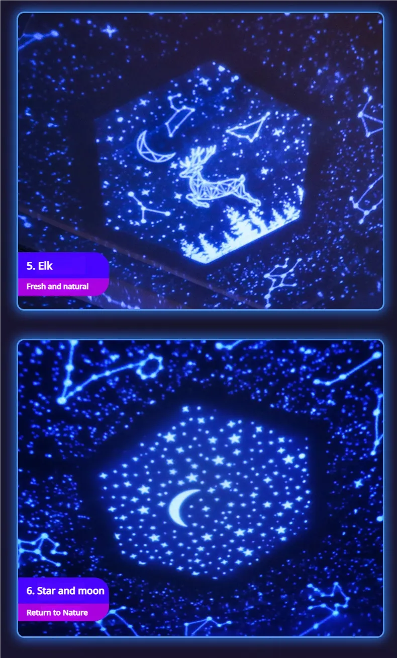 Star Projector, Galaxy Projector for Bedroom, Plug-in/Revolution/6 Light Effects/3 Levels Adjustable Brightness/3 Colour Temperatures LED Night Lights for Kids Room Adults Home Theater Party Decor