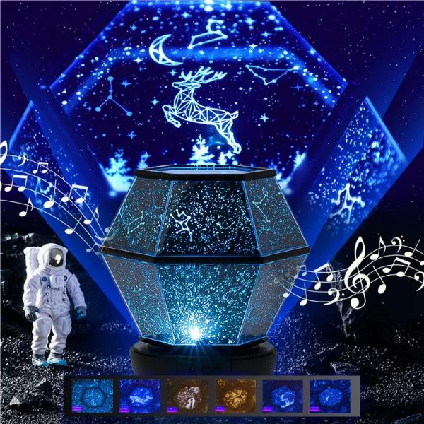 Star Projector, Galaxy Projector for Bedroom, Plug-in/Revolution/6 Light Effects/3 Levels Adjustable Brightness/3 Colour Temperatures LED Night Lights for Kids Room Adults Home Theater Party Decor