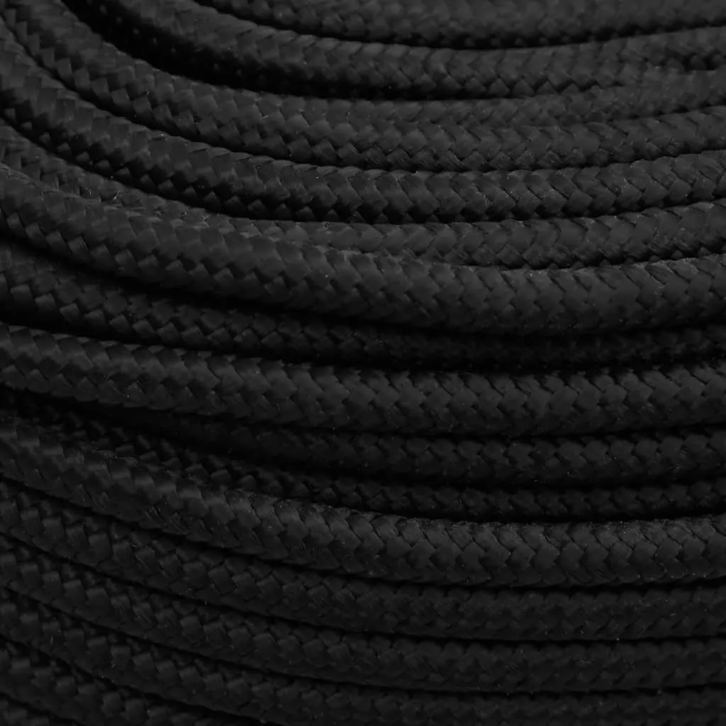 vidaXL Boat Rope Full Black 10 mm 25 m Polypropylene