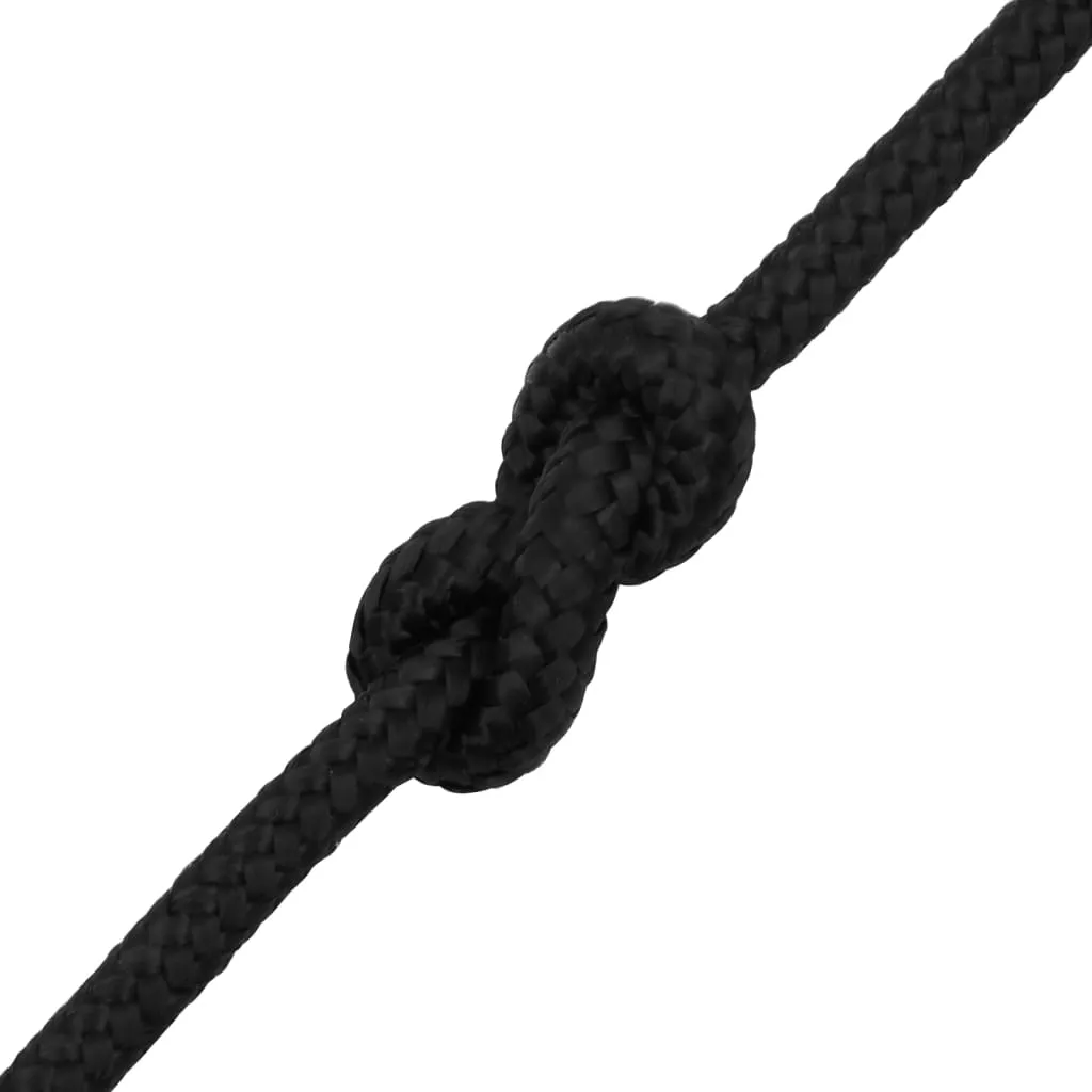 vidaXL Boat Rope Full Black 10 mm 25 m Polypropylene