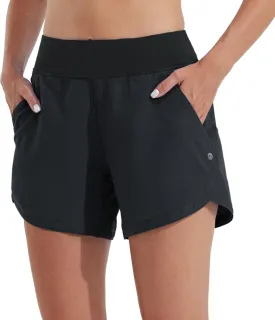 Willit Women's 5" Swim Board Shorts Quick Dry Beach Swimming Shorts UPF 50  High Waisted Liner Pockets